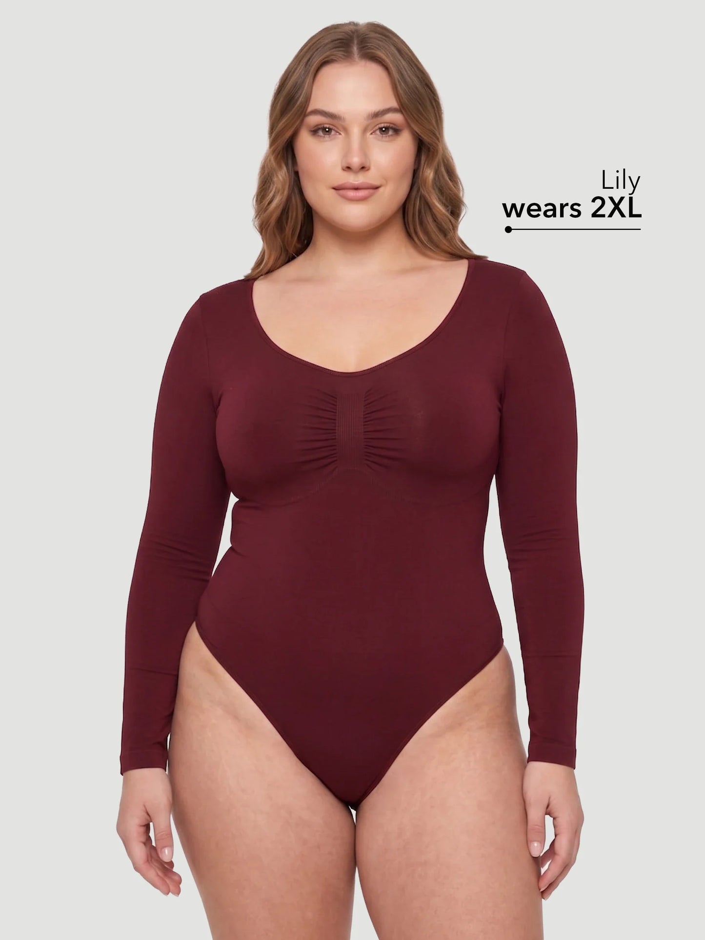 Long Sleeve Sculpt Thong Shapewear Bodysuit