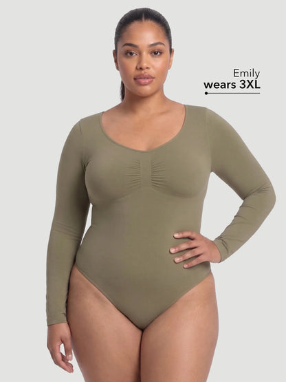 Long Sleeve Sculpt Thong Shapewear Bodysuit