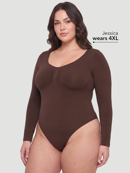 Long Sleeve Sculpt Thong Shapewear Bodysuit