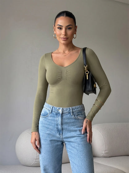 Long Sleeve Sculpt Brief Shapewear Bodysuit