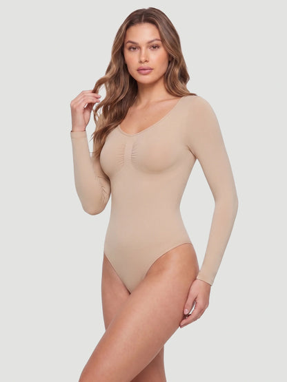Long Sleeve Sculpt Thong Shapewear Bodysuit