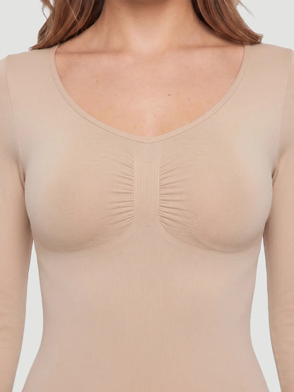 Long Sleeve Sculpt Thong Shapewear Bodysuit