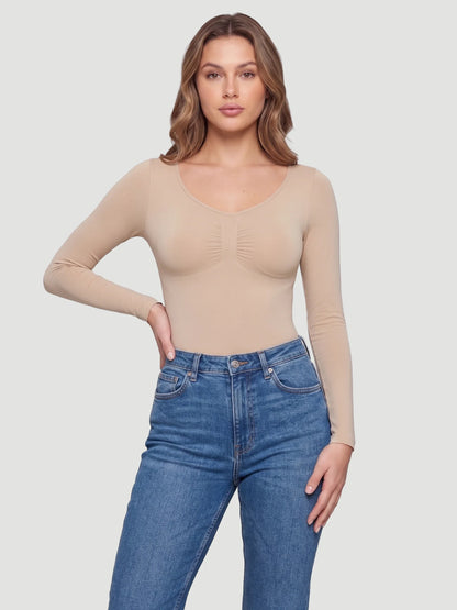 Long Sleeve Sculpt Thong Shapewear Bodysuit