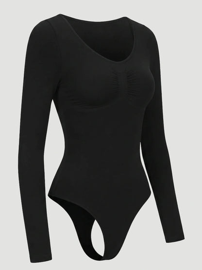 Long Sleeve Sculpt Thong Shapewear Bodysuit