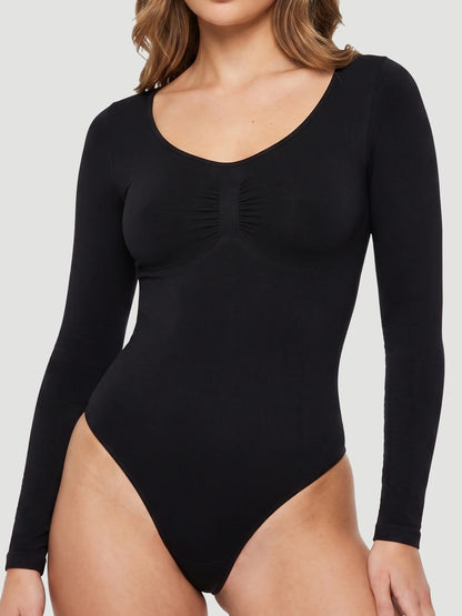 Long Sleeve Sculpt Thong Shapewear Bodysuit