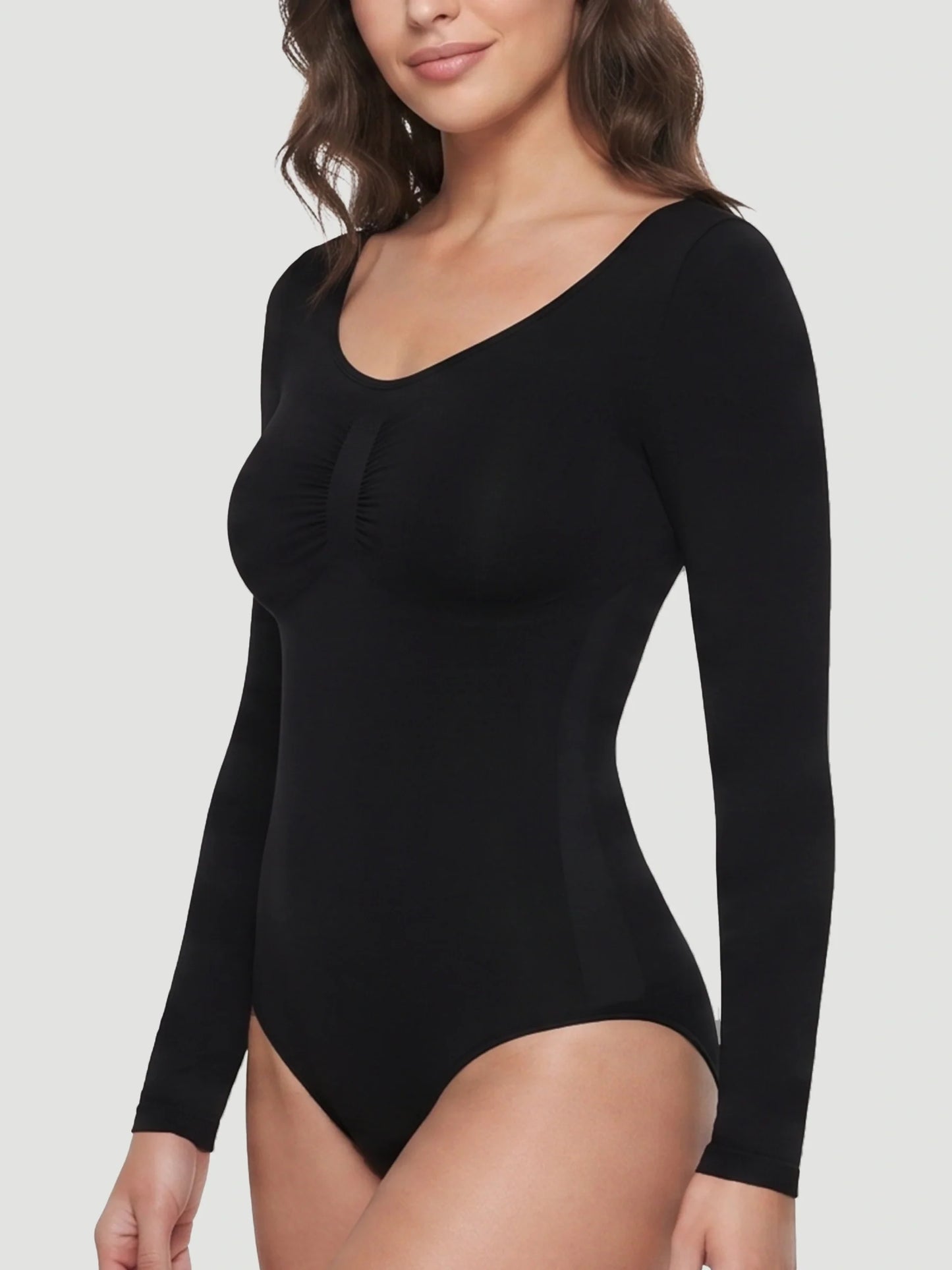 Long Sleeve Sculpt Thong Shapewear Bodysuit