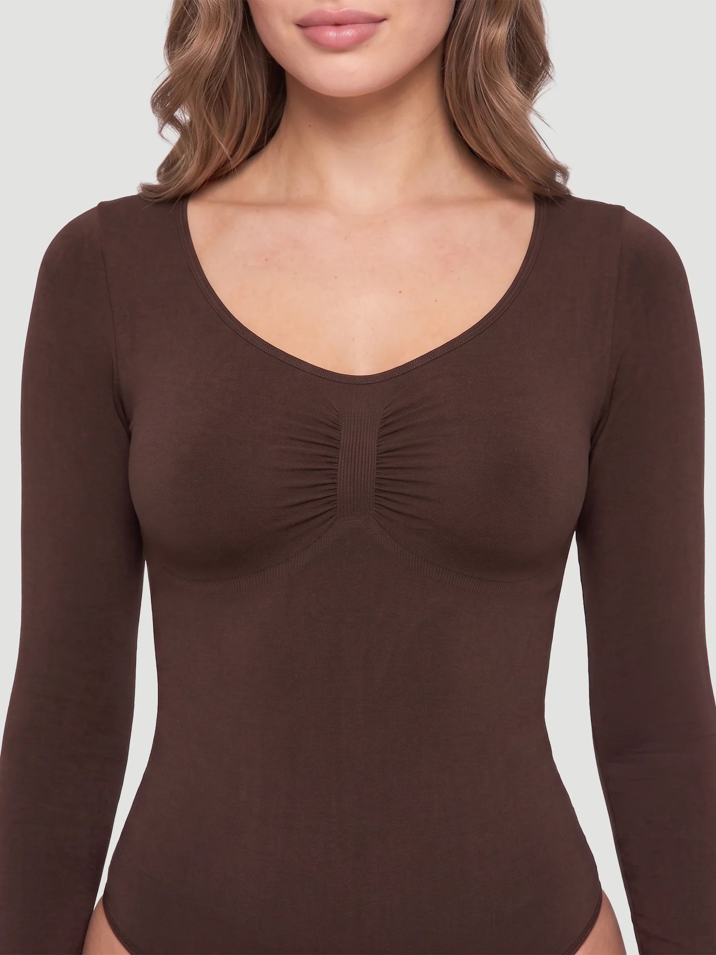 Long Sleeve Sculpt Thong Shapewear Bodysuit
