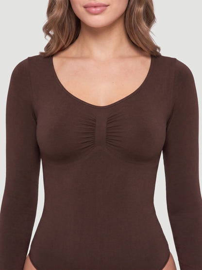Long Sleeve Sculpt Thong Shapewear Bodysuit