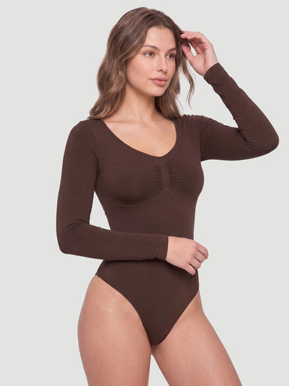 Long Sleeve Sculpt Thong Shapewear Bodysuit