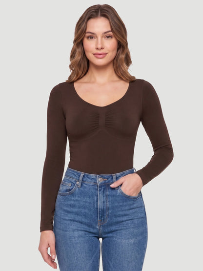 Long Sleeve Sculpt Thong Shapewear Bodysuit