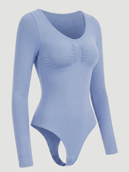 Long Sleeve Sculpt Thong Shapewear Bodysuit