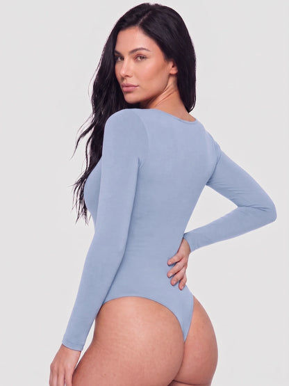 Long Sleeve Sculpt Thong Shapewear Bodysuit