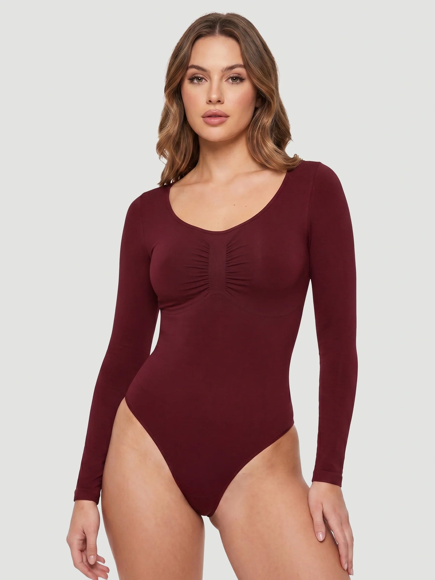 Long Sleeve Sculpt Thong Shapewear Bodysuit