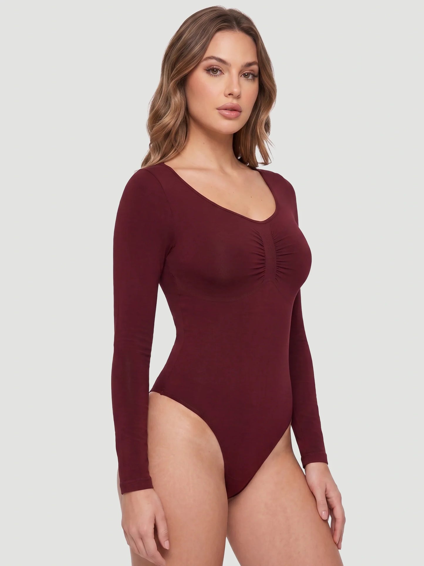 Long Sleeve Sculpt Thong Shapewear Bodysuit