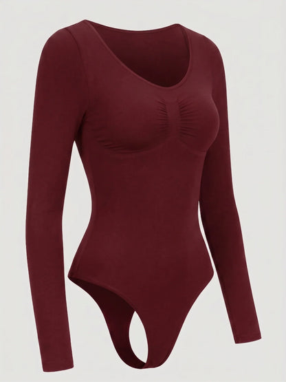 Long Sleeve Sculpt Thong Shapewear Bodysuit