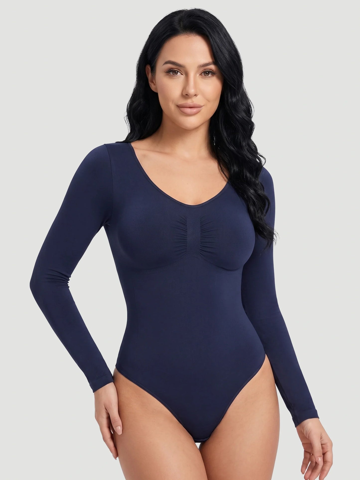 Long Sleeve Sculpt Thong Shapewear Bodysuit
