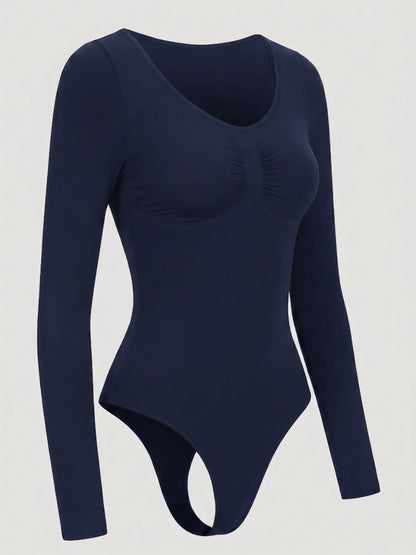 Long Sleeve Sculpt Thong Shapewear Bodysuit