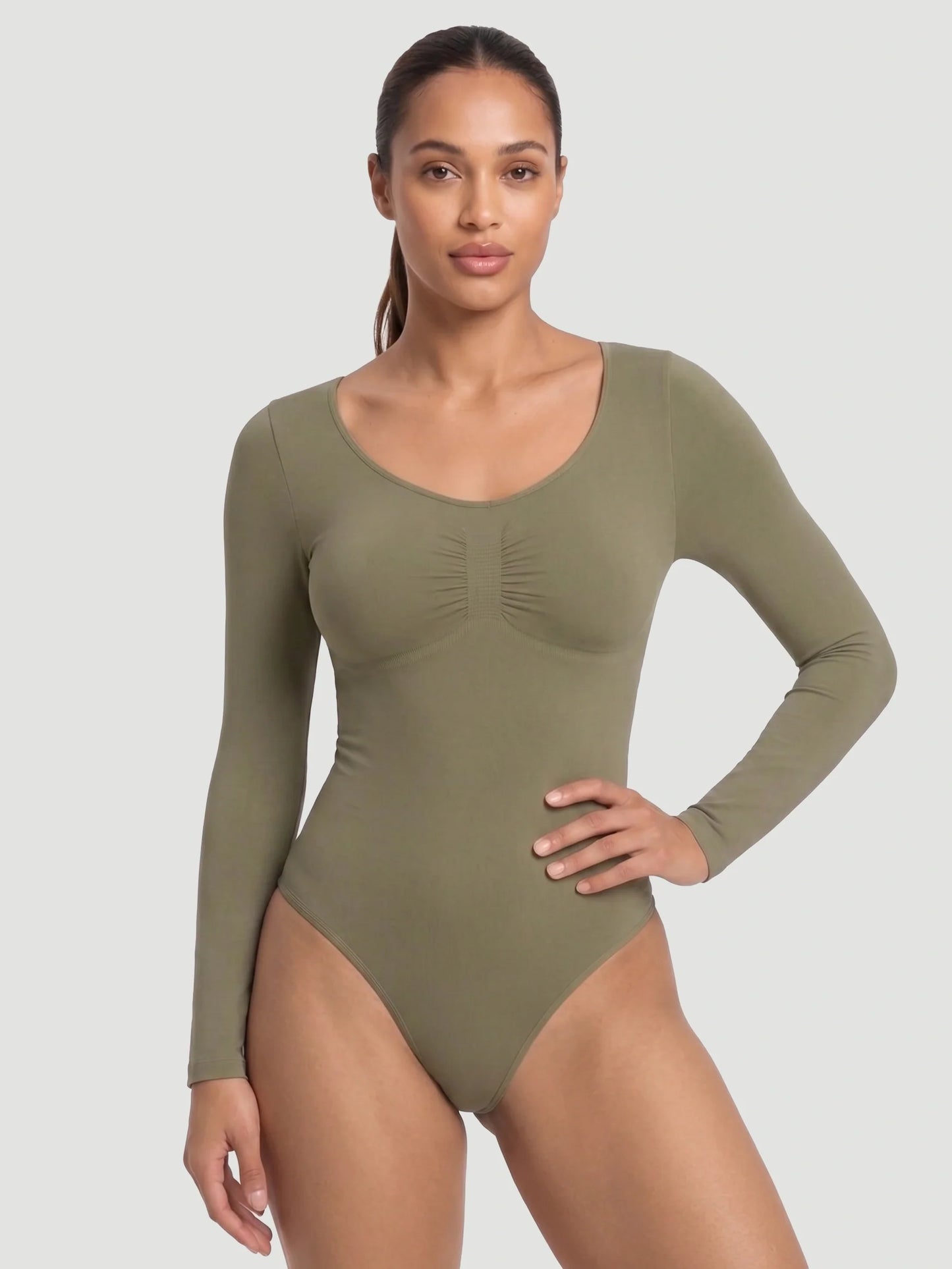 Long Sleeve Sculpt Thong Shapewear Bodysuit