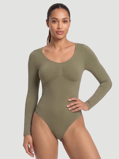 Long Sleeve Sculpt Thong Shapewear Bodysuit