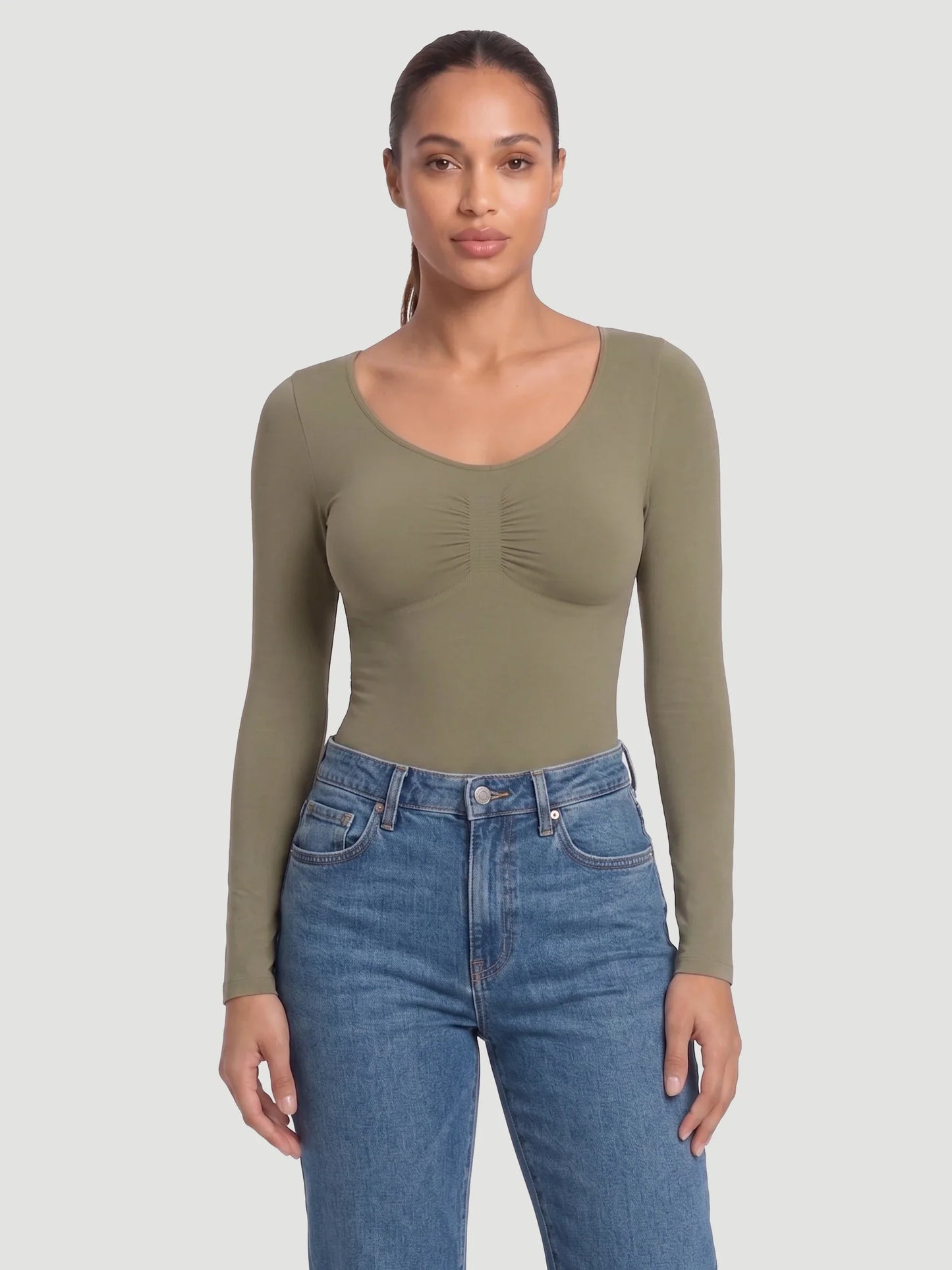 Long Sleeve Sculpt Thong Shapewear Bodysuit