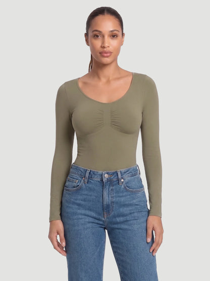 Long Sleeve Sculpt Thong Shapewear Bodysuit
