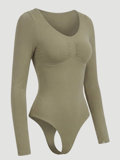 Long Sleeve Sculpt Thong Shapewear Bodysuit