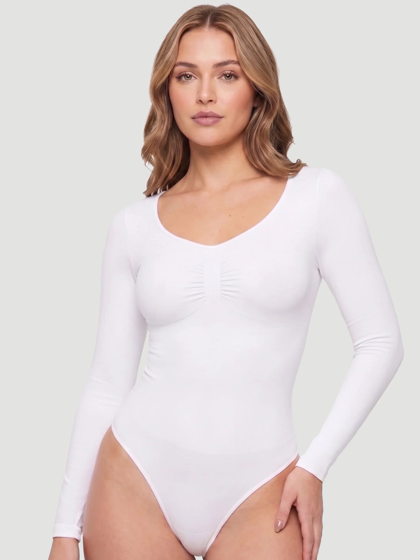 Long Sleeve Sculpt Thong Shapewear Bodysuit