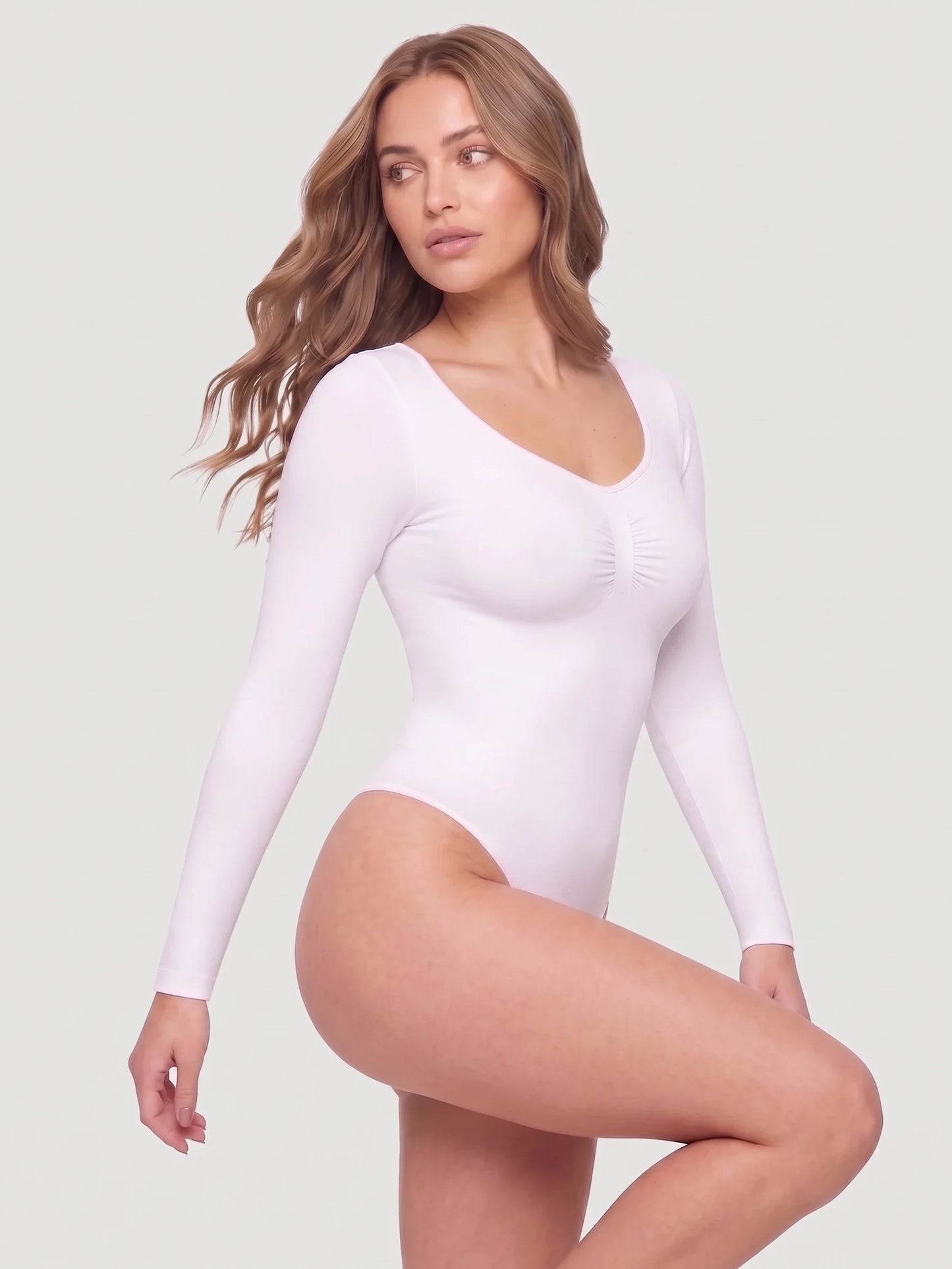 Long Sleeve Sculpt Thong Shapewear Bodysuit