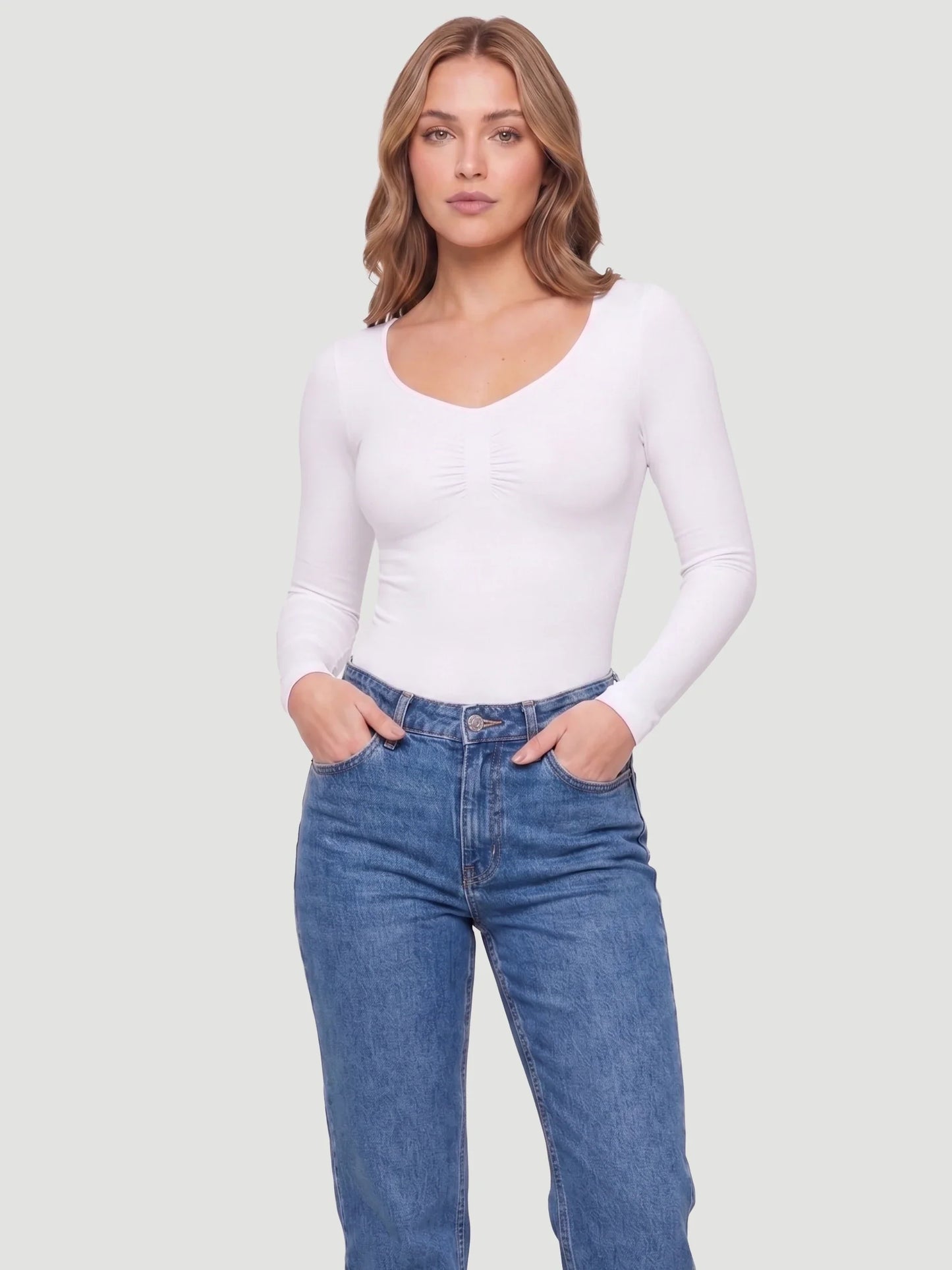 Long Sleeve Sculpt Thong Shapewear Bodysuit