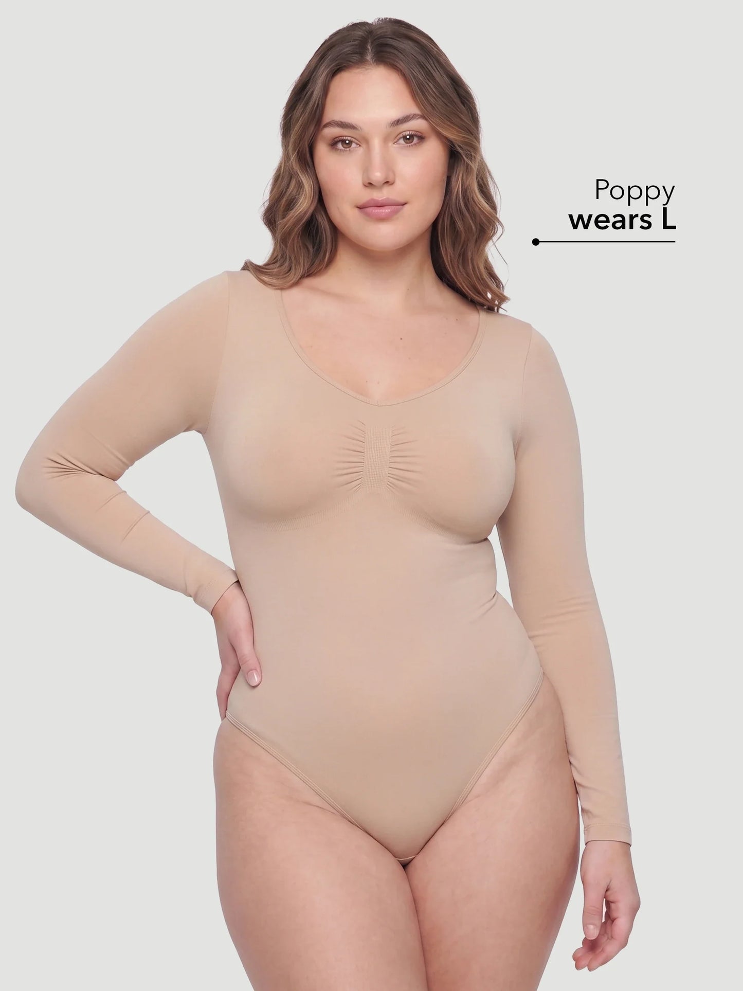 Long Sleeve Sculpt Thong Shapewear Bodysuit