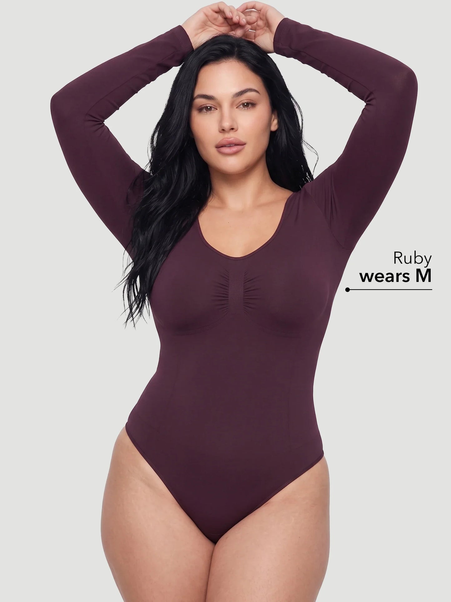 Long Sleeve Sculpt Thong Shapewear Bodysuit