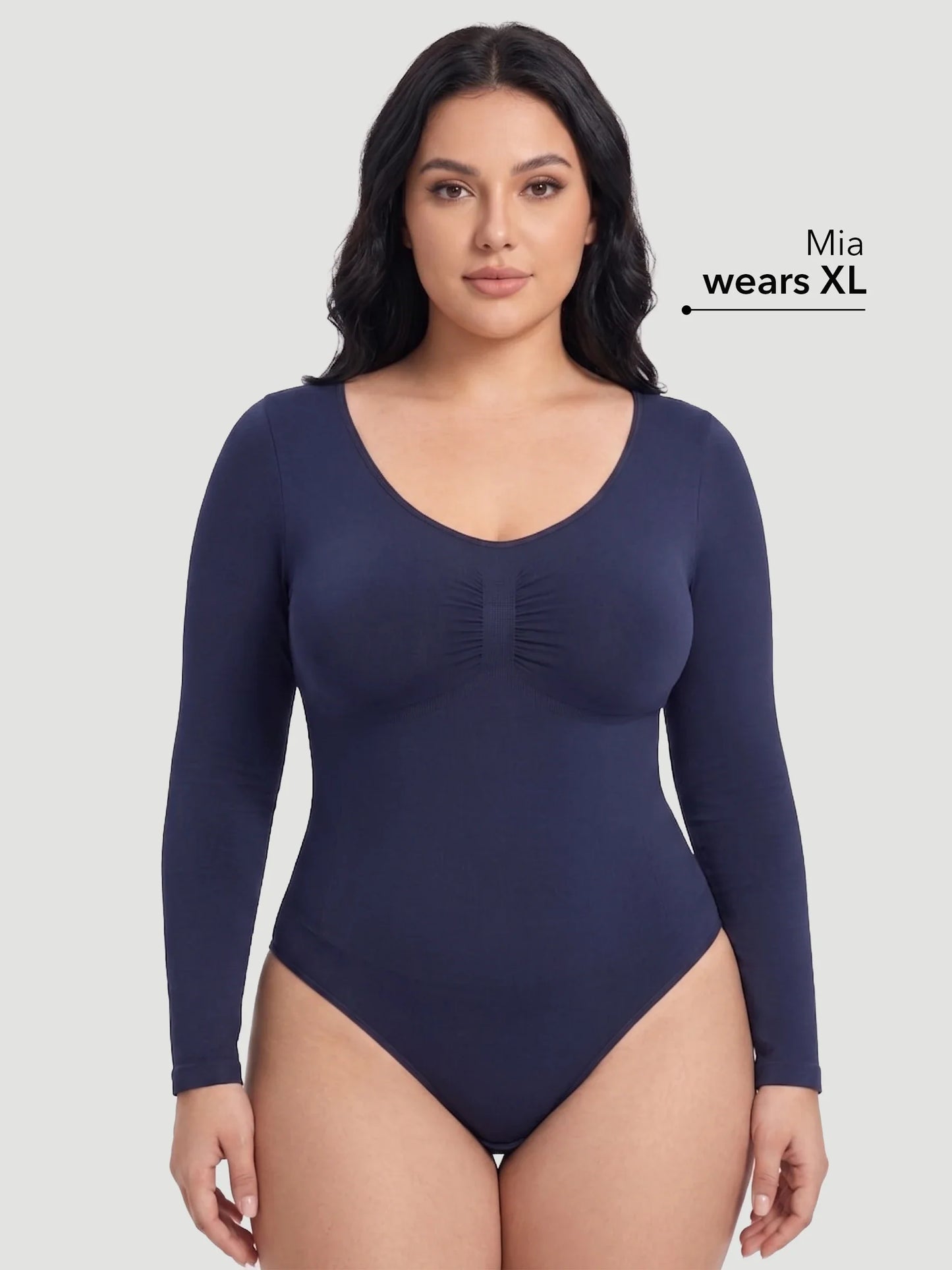 Long Sleeve Sculpt Thong Shapewear Bodysuit